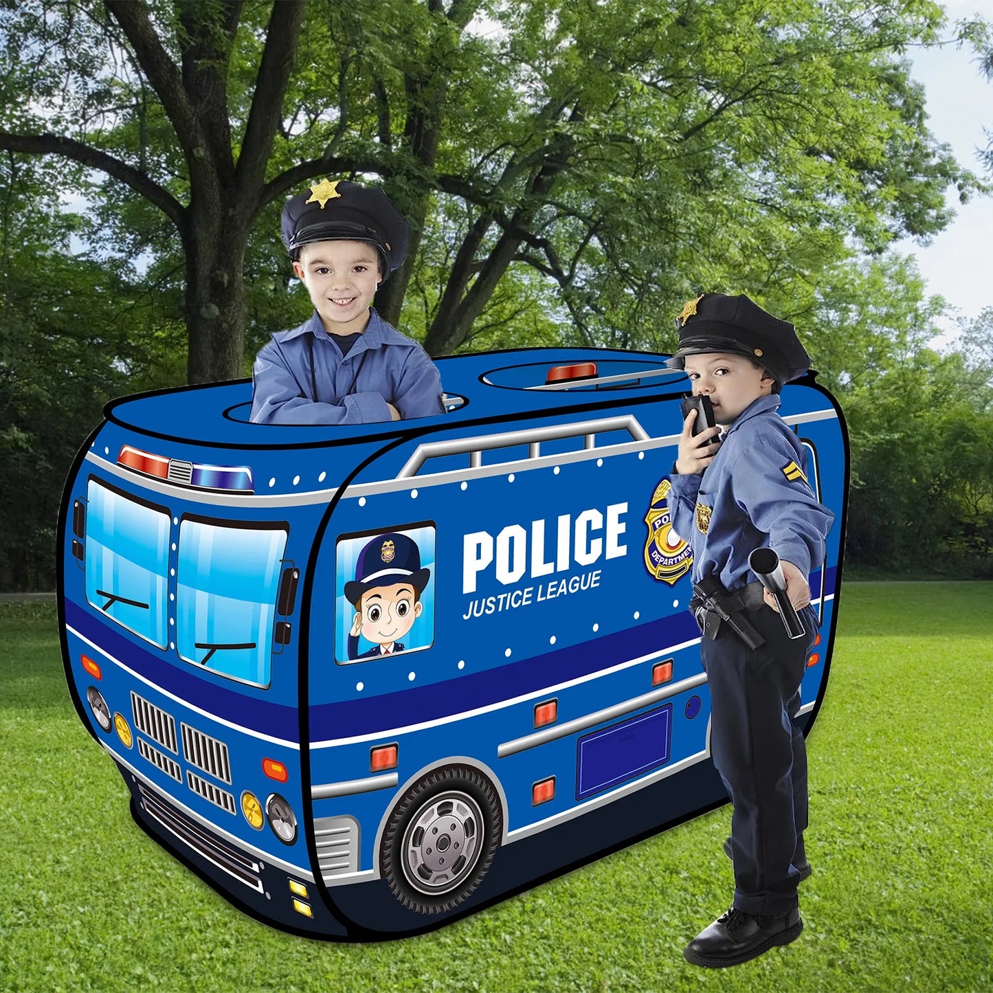 Police Car Tent House Kids Play Tent For Boys and Girls Indoor Outdoor Activity Equipment