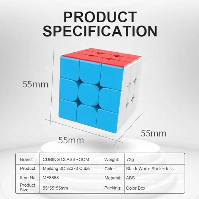 Moyu Meilong 3C Stickerless Magic Cube 3x3 Cubing Classroom Edition