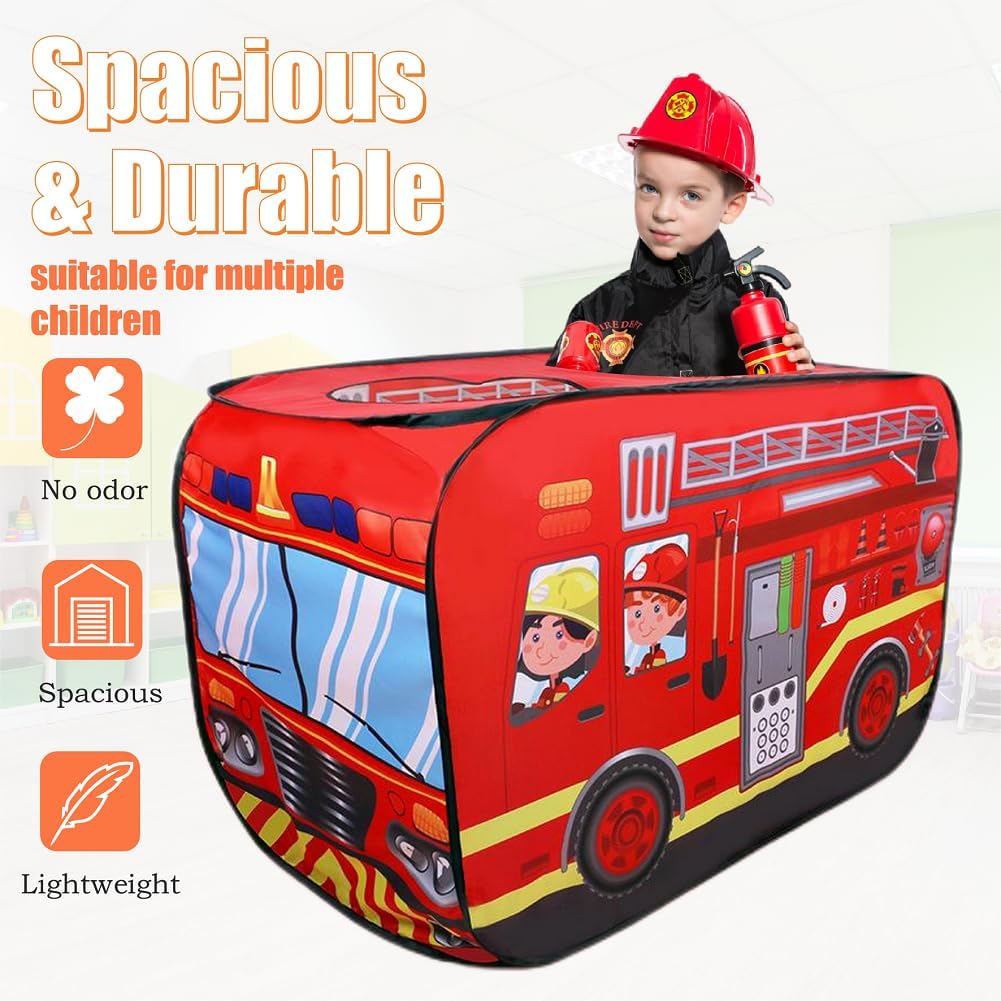 Fire Truck Play Tent House With 100 Balls Indoor Tent Outdoor Toy For Kids