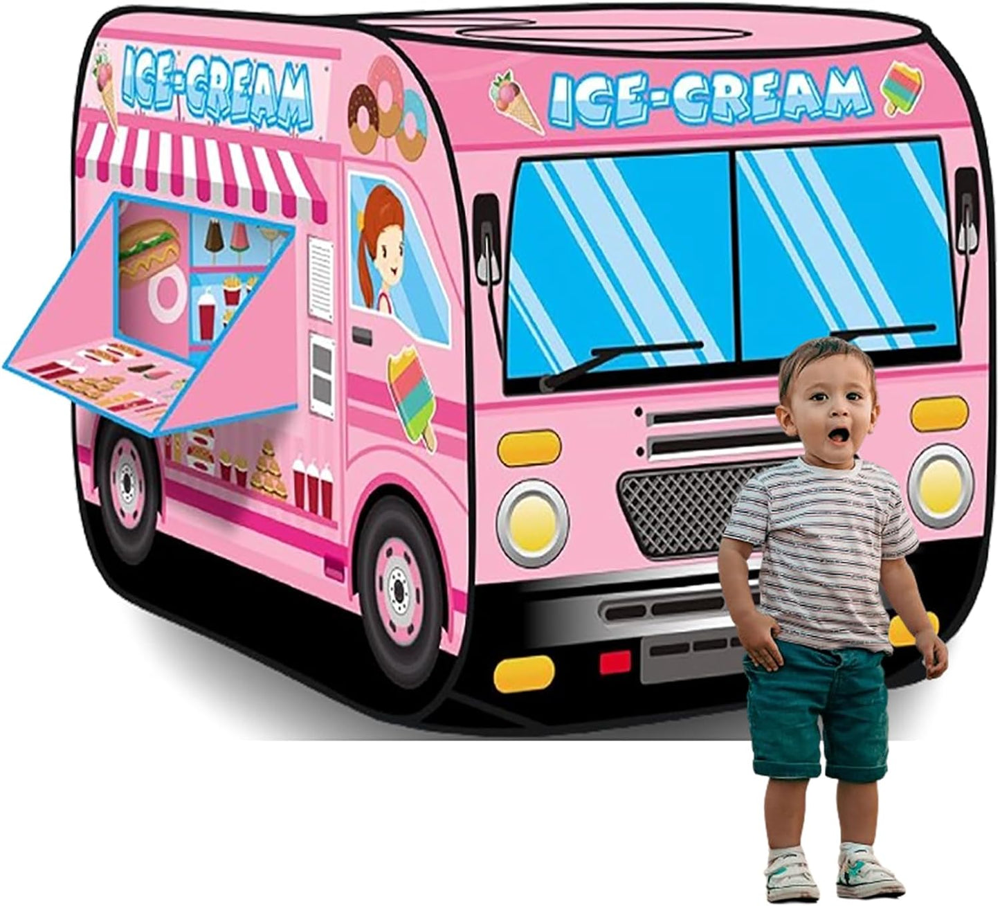 Ice Cream Truck Tent House Foldable Tent For Kids Outdoor Play House Toy