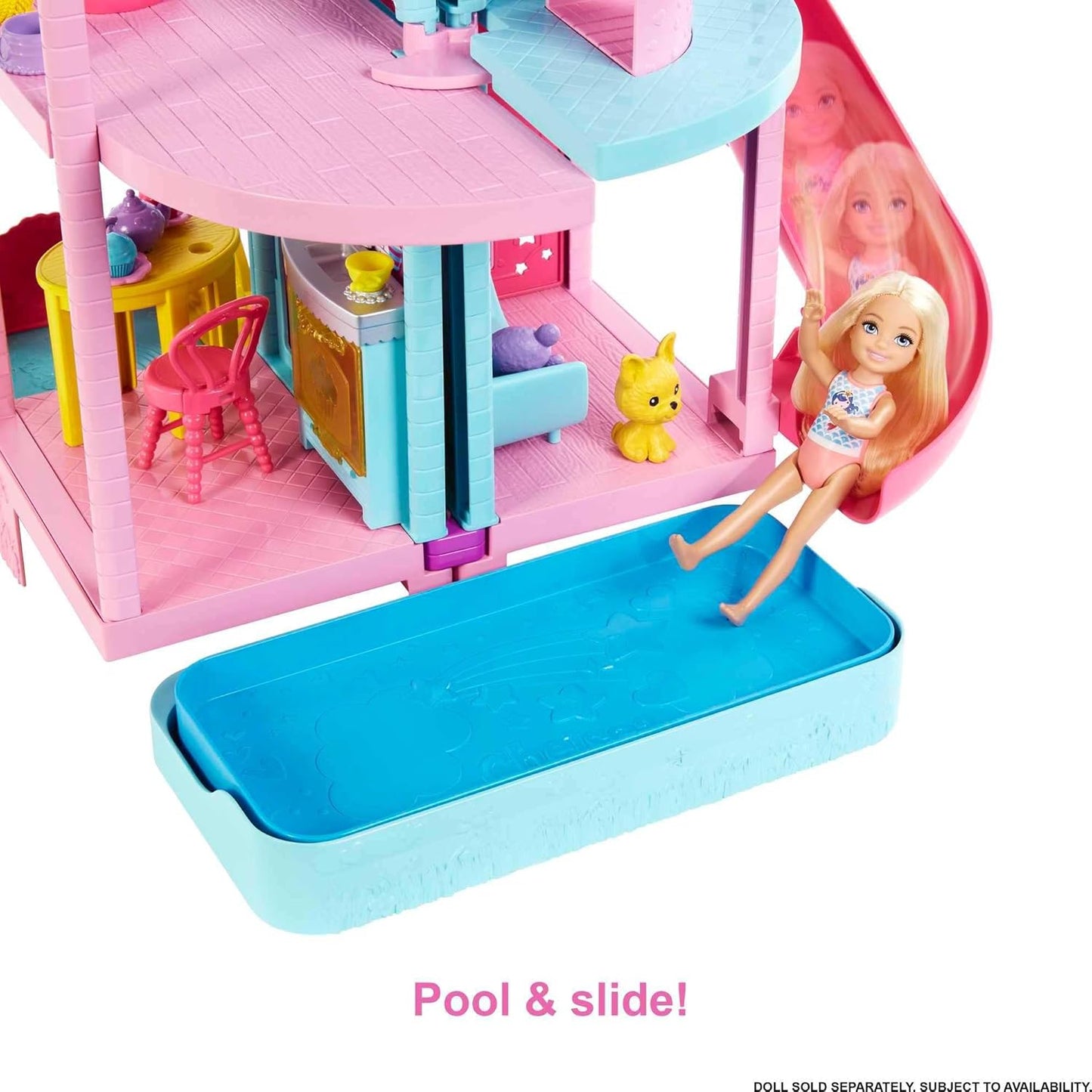 Barbie Chelsea Playhouse Convertible Playhouse with Slide and Acessories 3 Years Girl Doll House