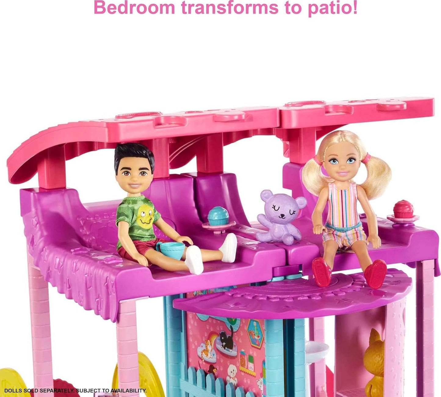 Barbie Chelsea Playhouse Convertible Playhouse with Slide and Acessories 3 Years Girl Doll House