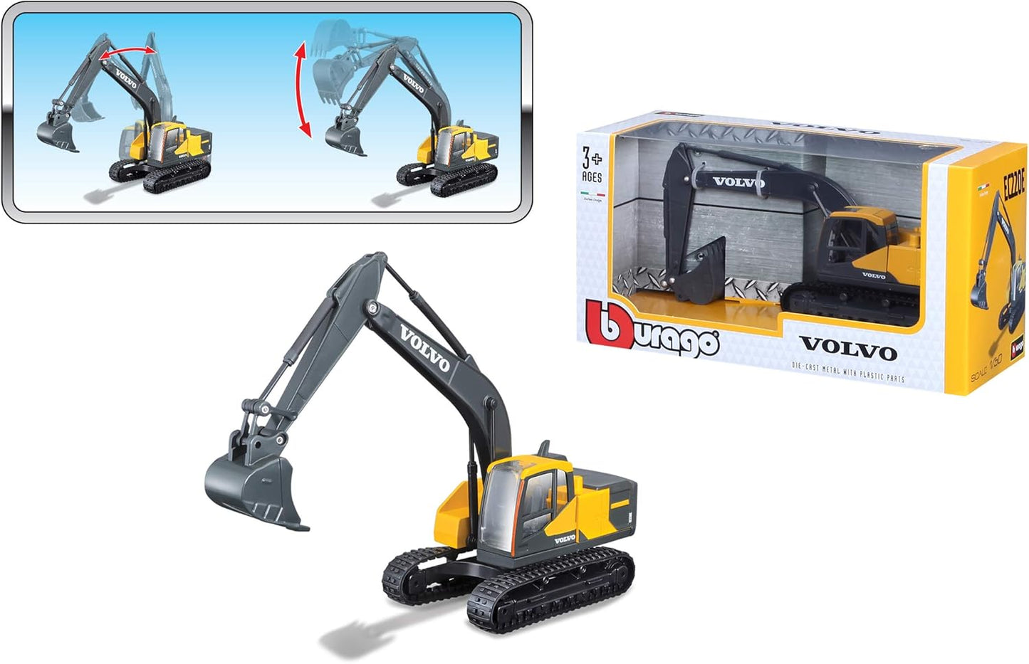 Bburago Volvo Excavator Model Digger Construction Toy Excavator For Kids