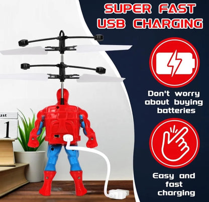 Hand Sensor Flying Spiderman Avenger Flying Toy With Usb Charging Cable