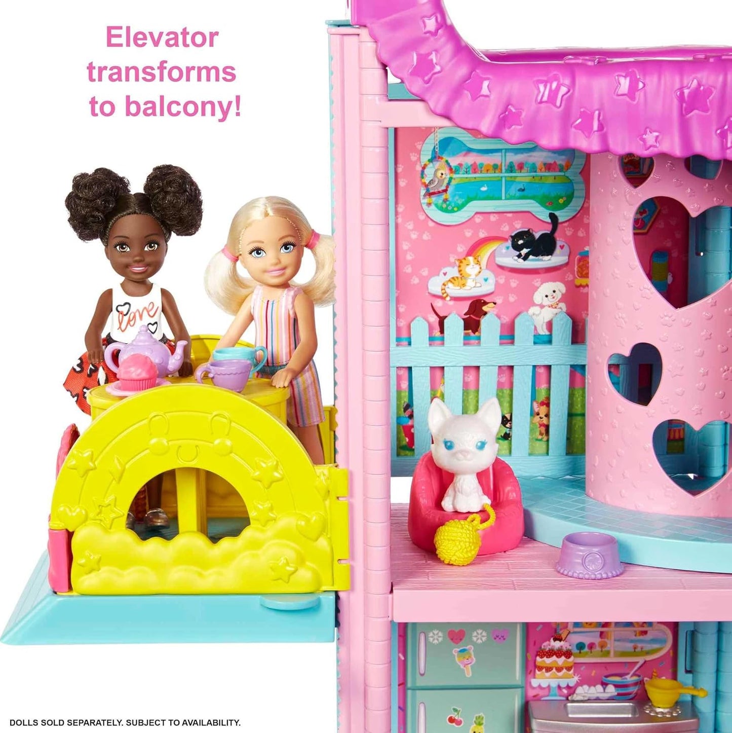 Barbie Chelsea Playhouse Convertible Playhouse with Slide and Acessories 3 Years Girl Doll House