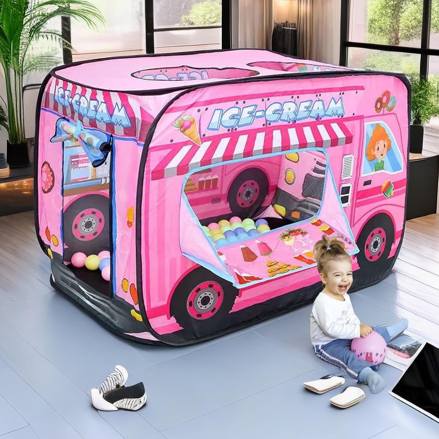 Ice Cream Truck Tent House Foldable Tent For Kids Outdoor Play House Toy
