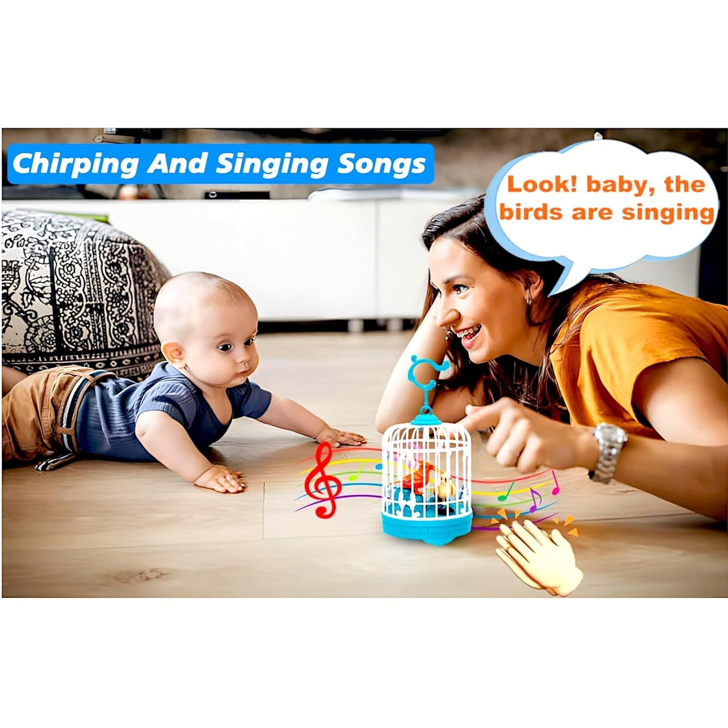 Voice-Controlled Talking Bird Toy with Cage ||Talking Birds Cage WIth Music Toy For Kids