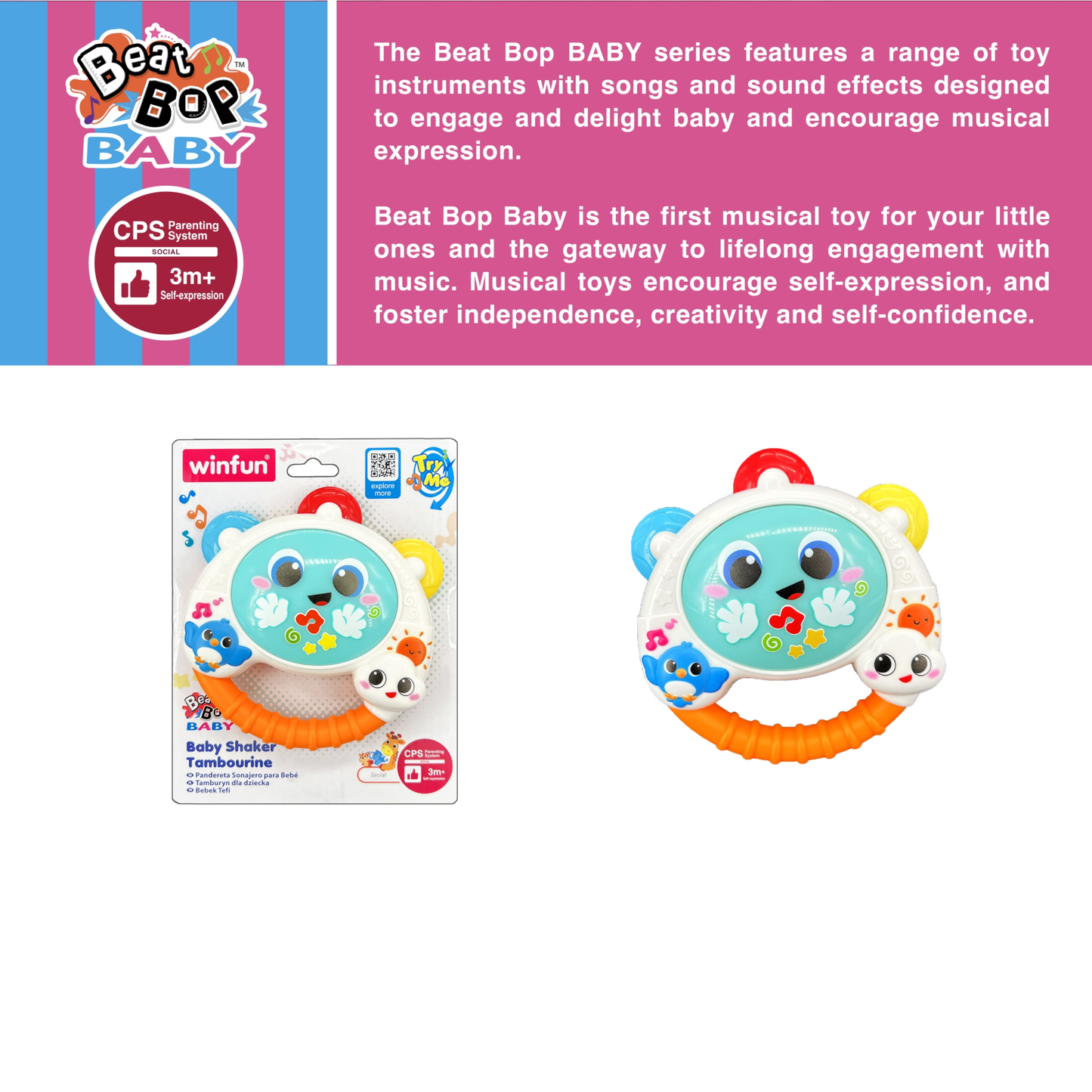 Winfun Baby Shaker Tambourine Music Light Rattle For Todler Baby Tambourine Toy