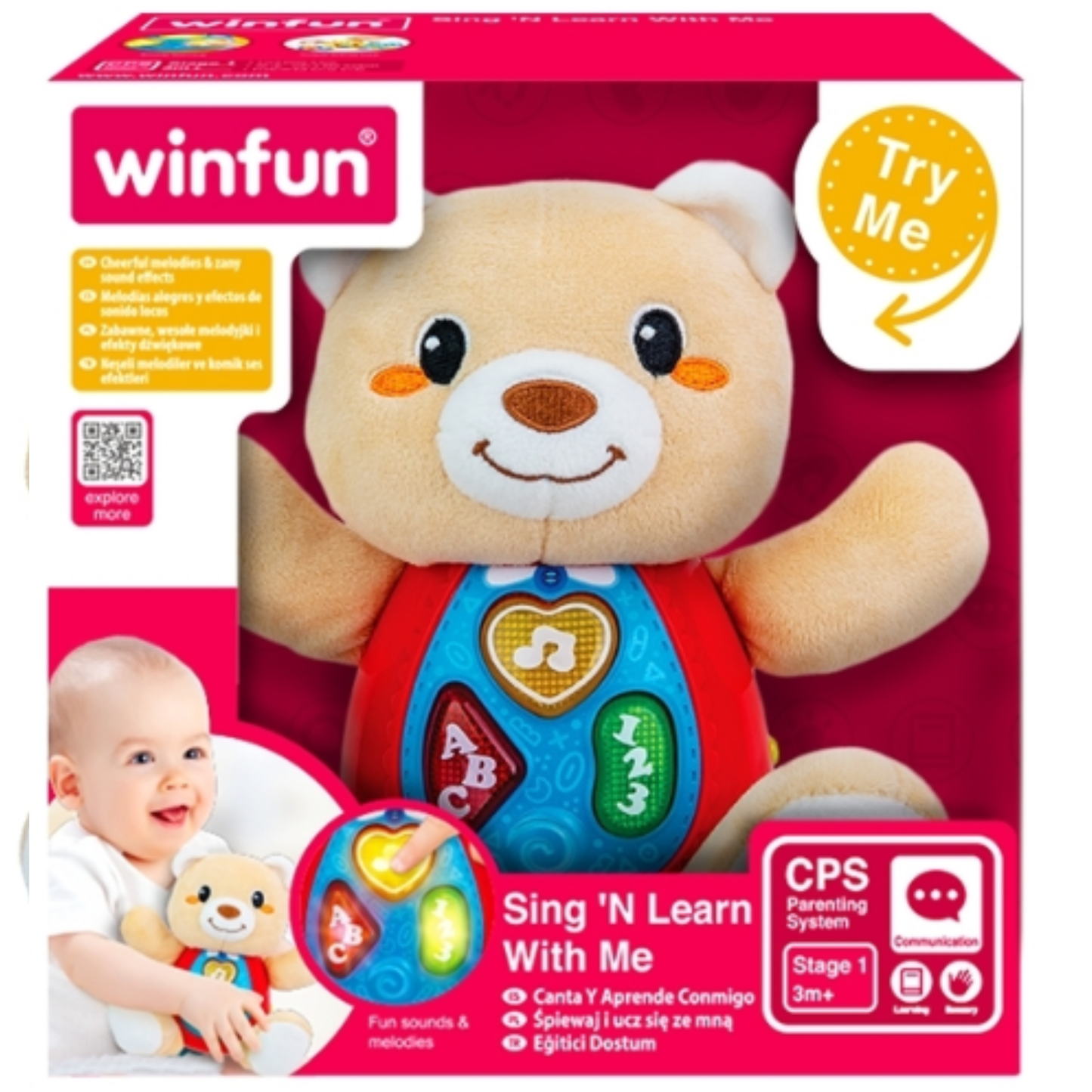 Winfun Sing 'N Learn With Me Stuff Music Bear Toy Stuff Toy For Kids