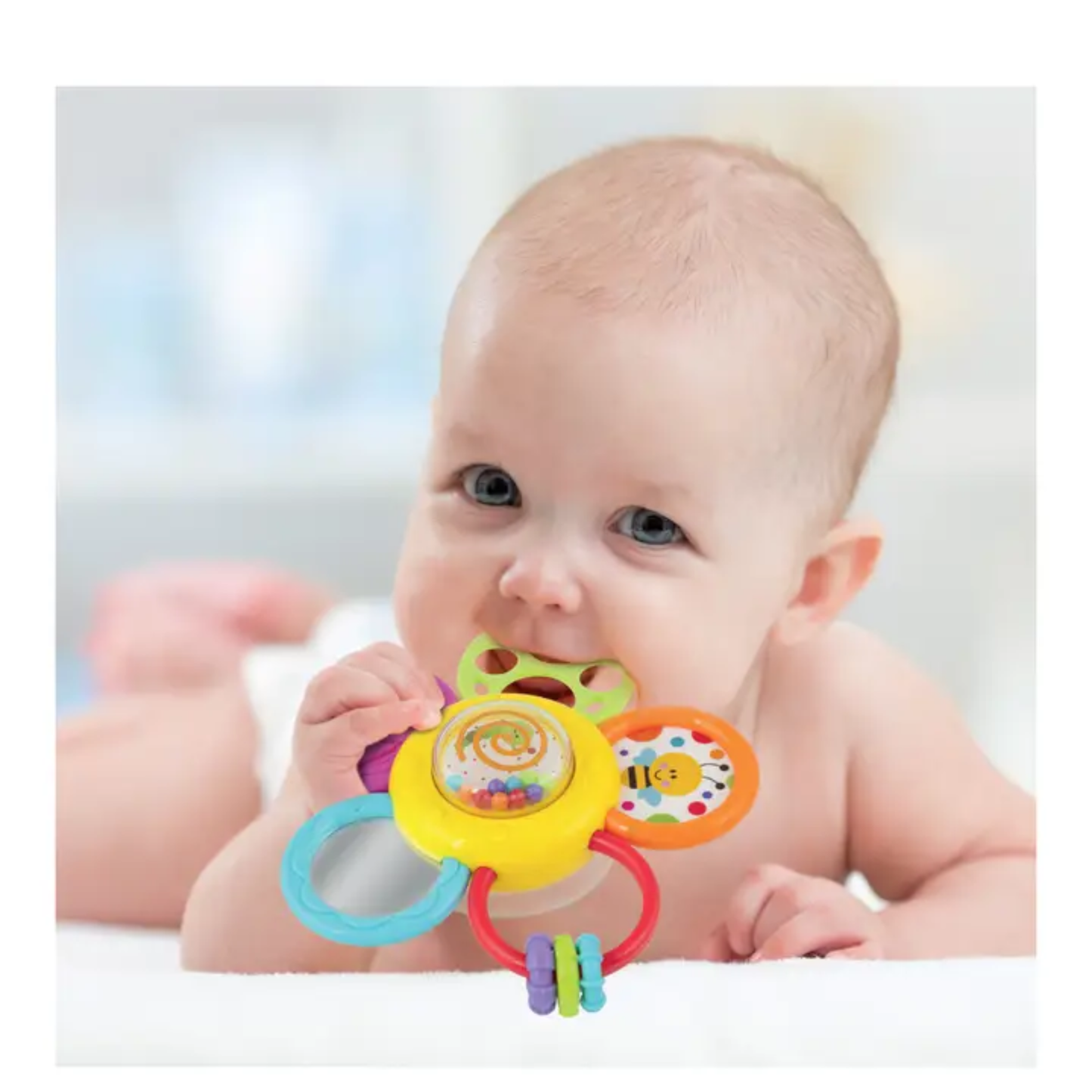 WinFun Daisy Spin Rattle N Teether Rattle For 6 Month Best Gift For New Born