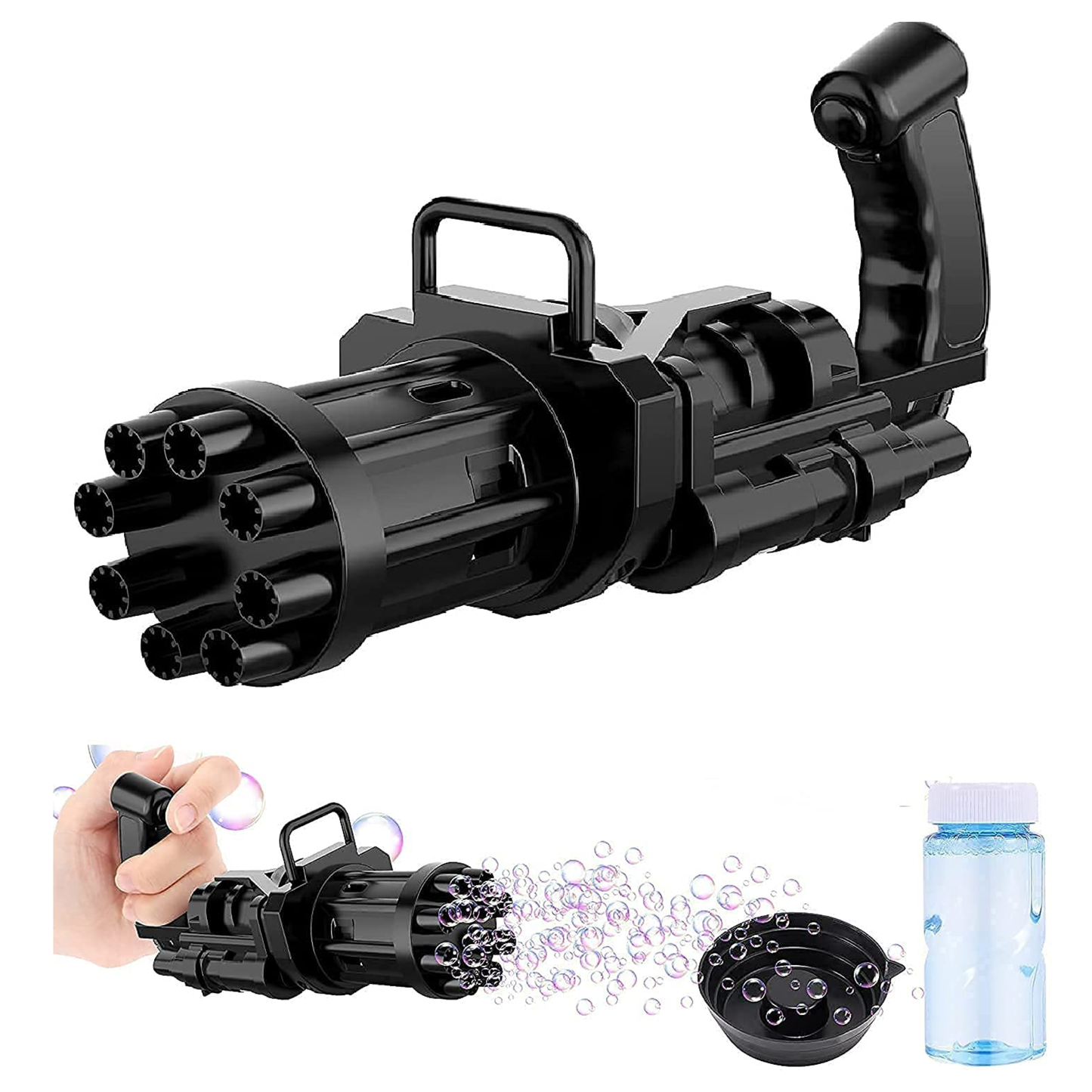 8 Hole Electric Bubble Gun for Kids with Soap Solution Indoor and Outdoor Toys(Colour May Vary)