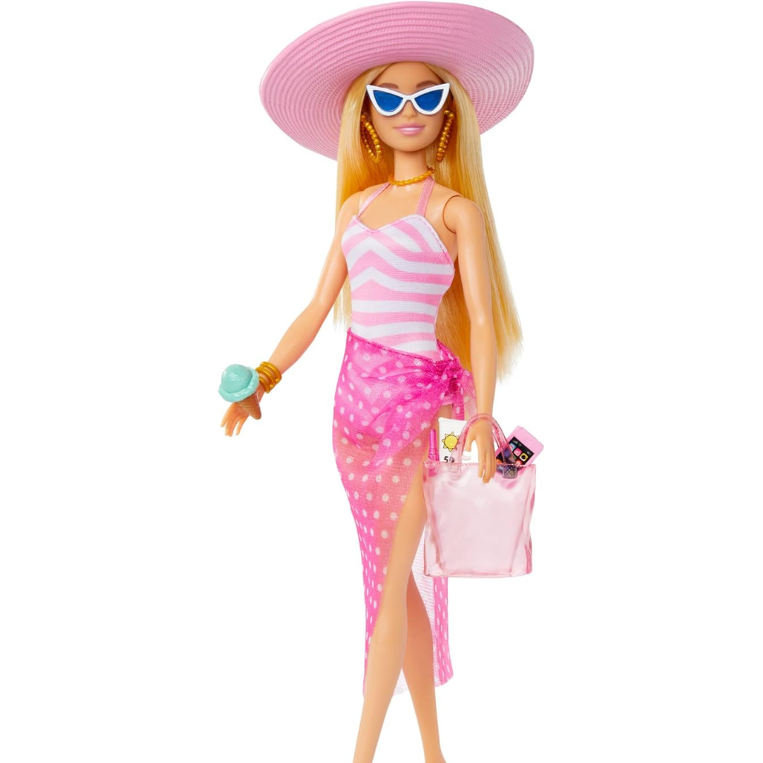 Blonde Barbie Doll with Swimsuit Beach-themed Acessories Barbie Playset For Girls