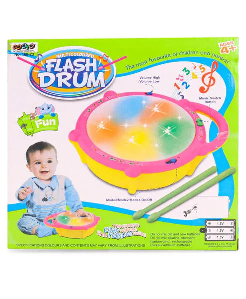 Musical Flash Drum with Two Stick Light Sound || Drum Toy For Todler