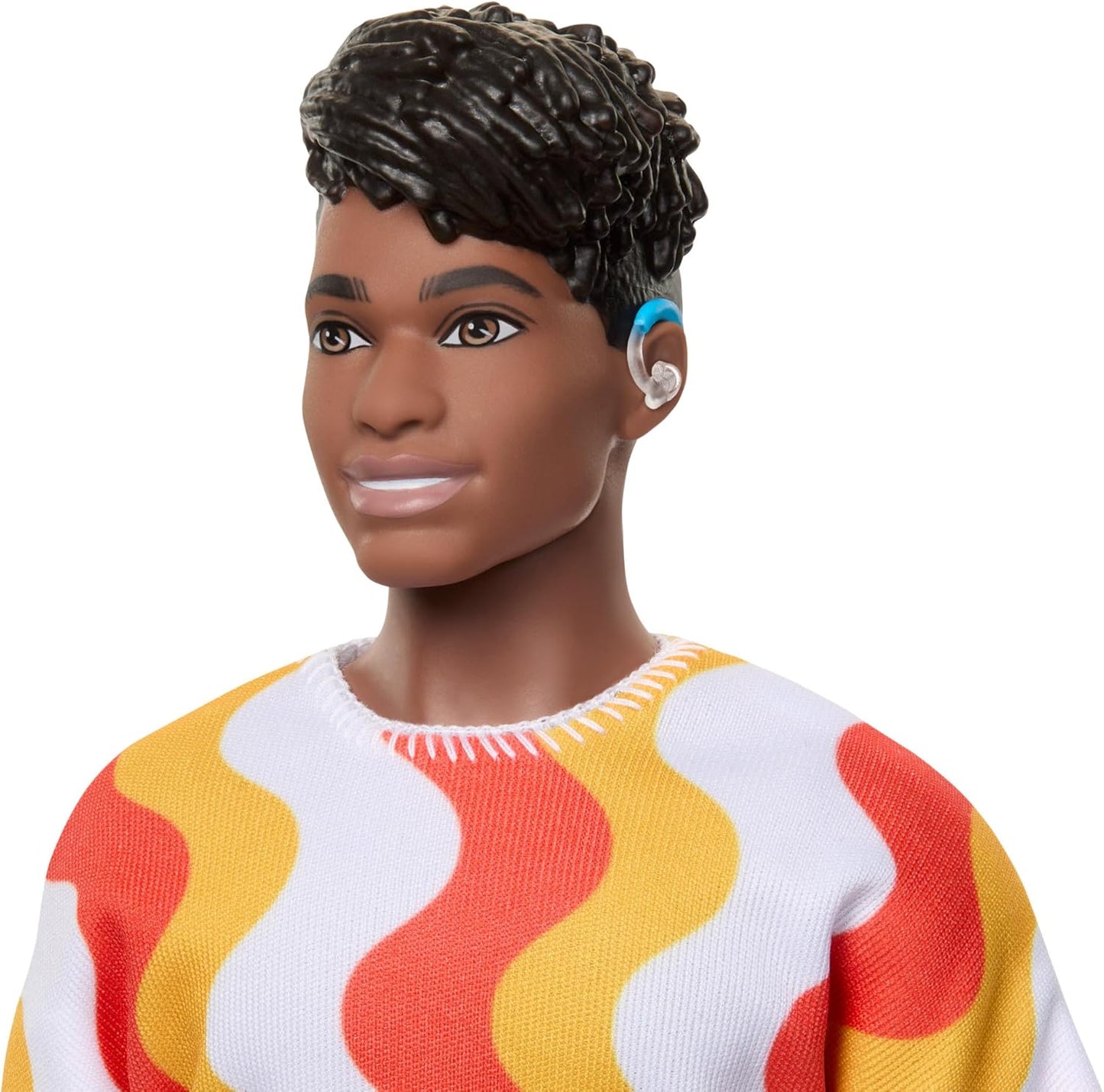 Barbie Fashionistas Ken Doll with Hearing Aids Removable Orange Pattern Shirt Shorts
