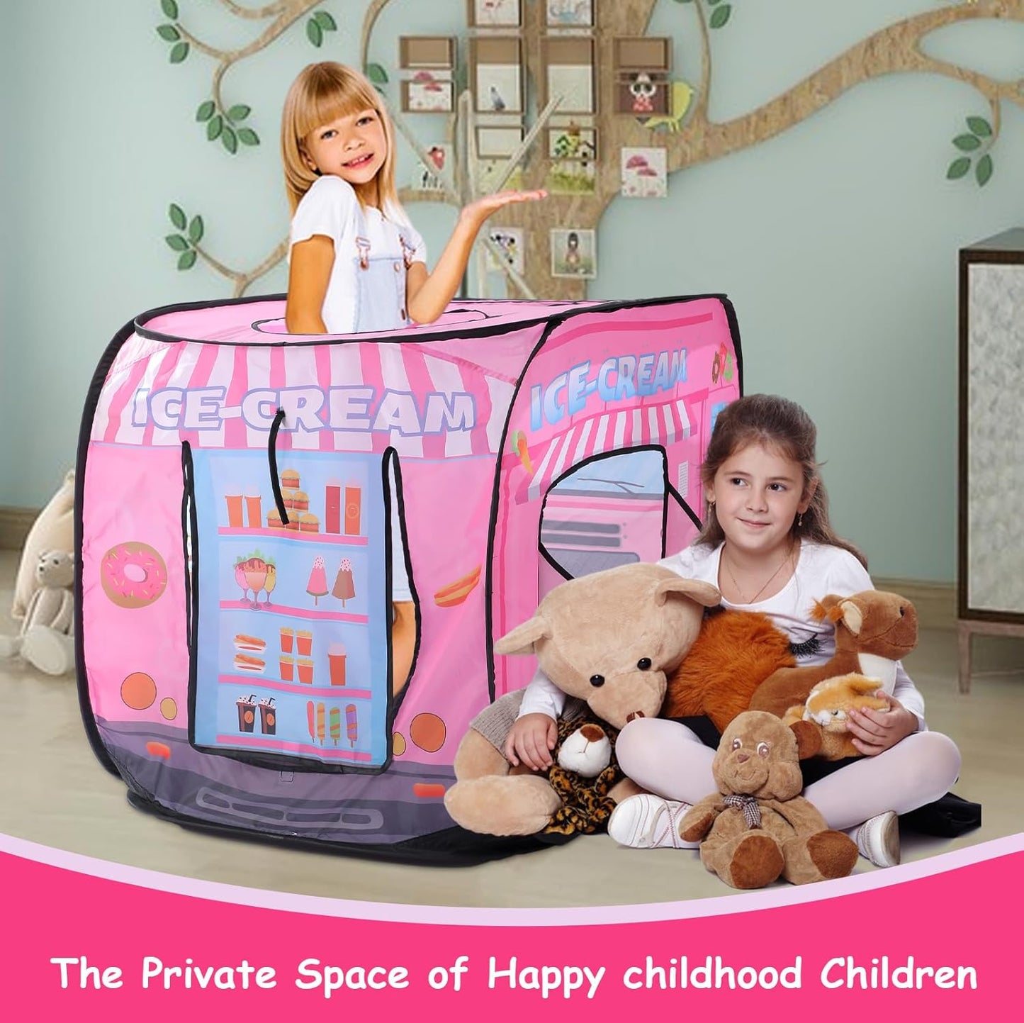 Ice Cream Truck Tent House Foldable Tent For Kids Outdoor Play House Toy