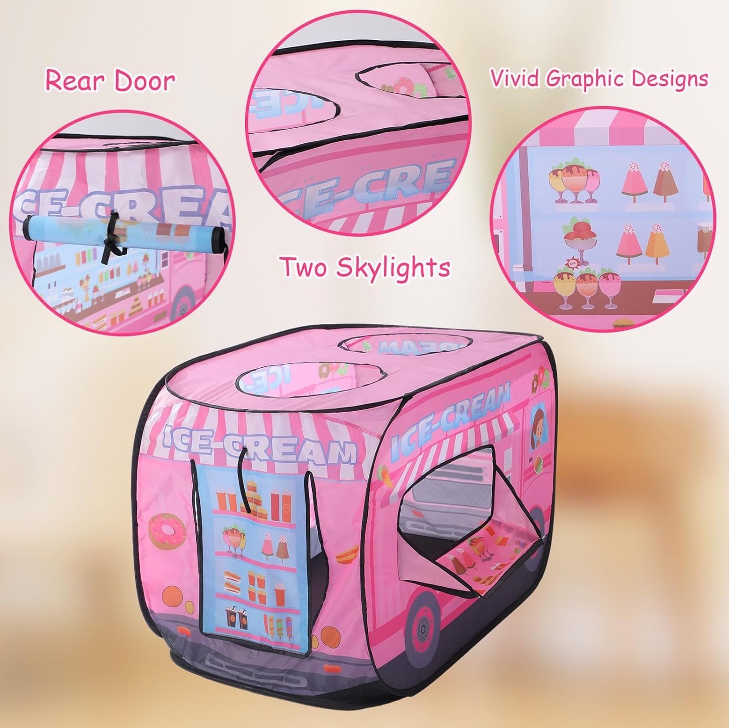 Ice Cream Truck Tent House Foldable Tent For Kids Outdoor Play House Toy