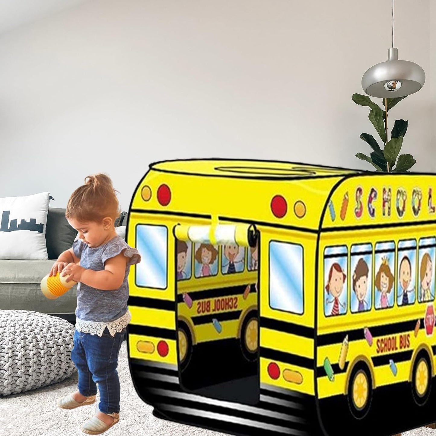School Bus Play Tent House For Kids Out Door Playing Toy With 100 Balls