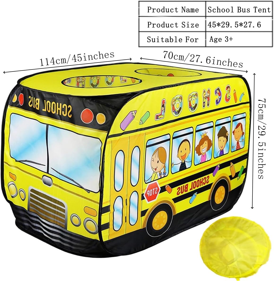 School Bus Play Tent House For Kids Out Door Playing Toy With 100 Balls