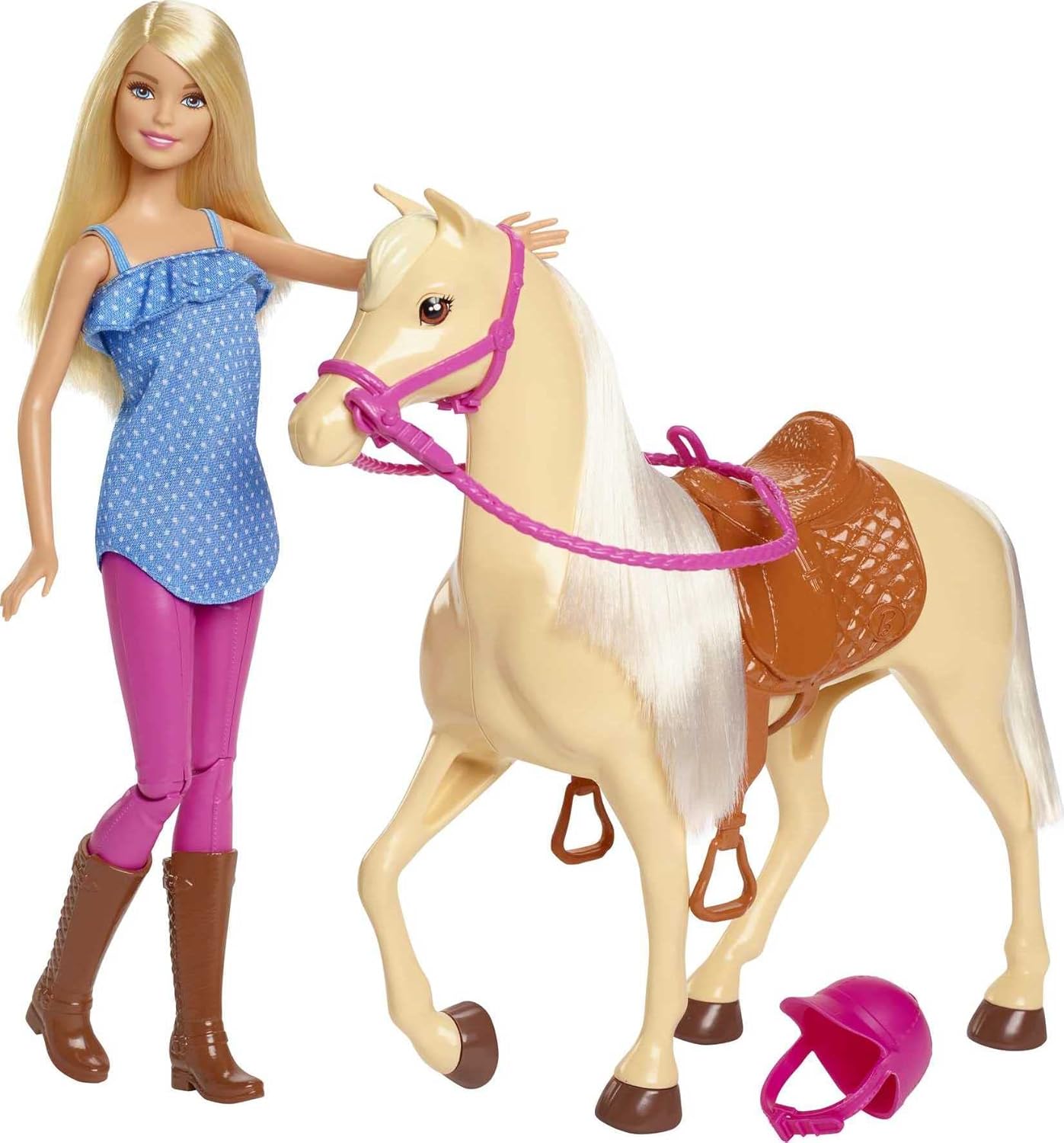 Barbie Playet with Blonde Fashion Doll Riding Outfit & Hourse FXH13