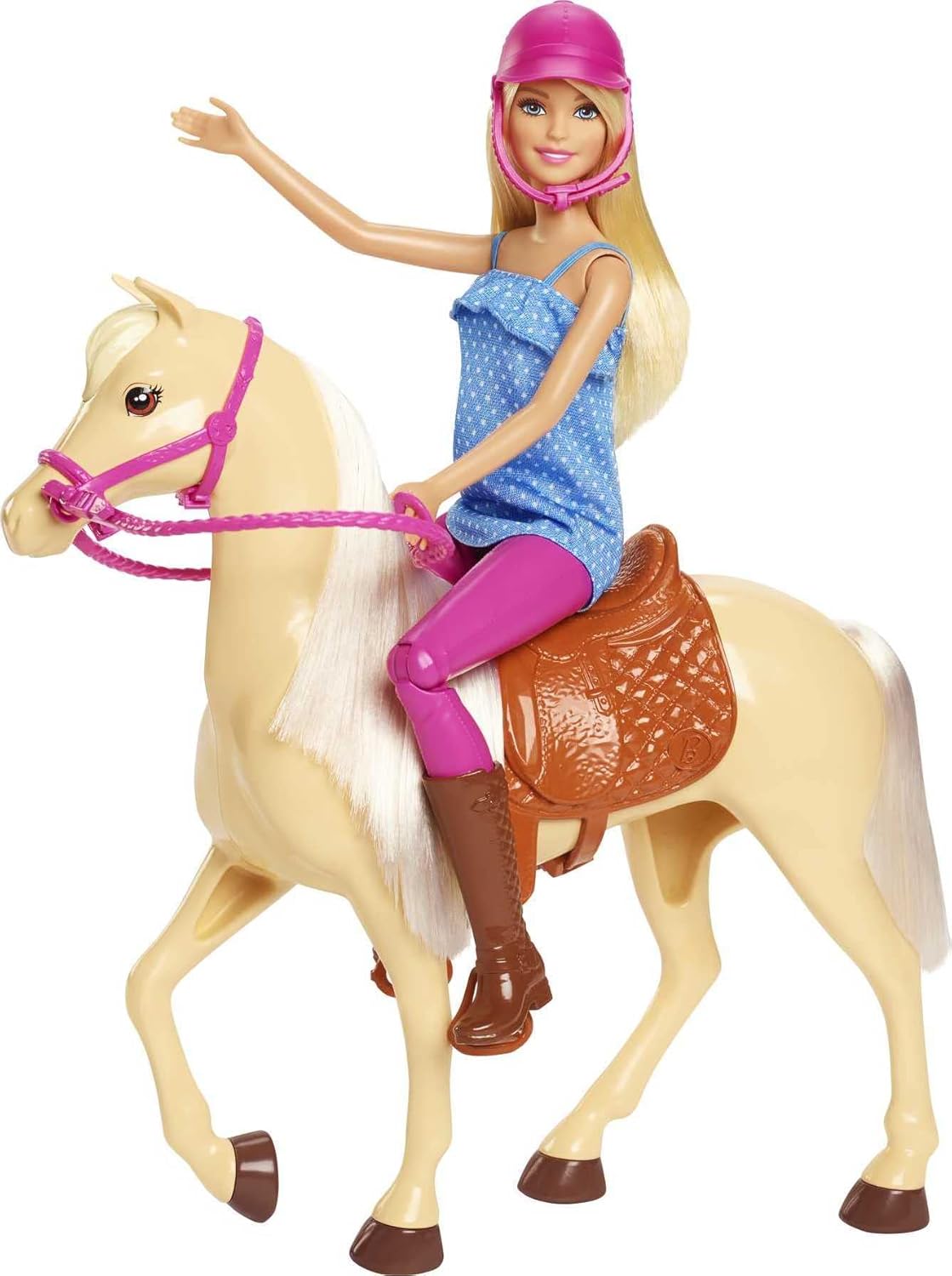 Barbie Playet with Blonde Fashion Doll Riding Outfit & Hourse FXH13