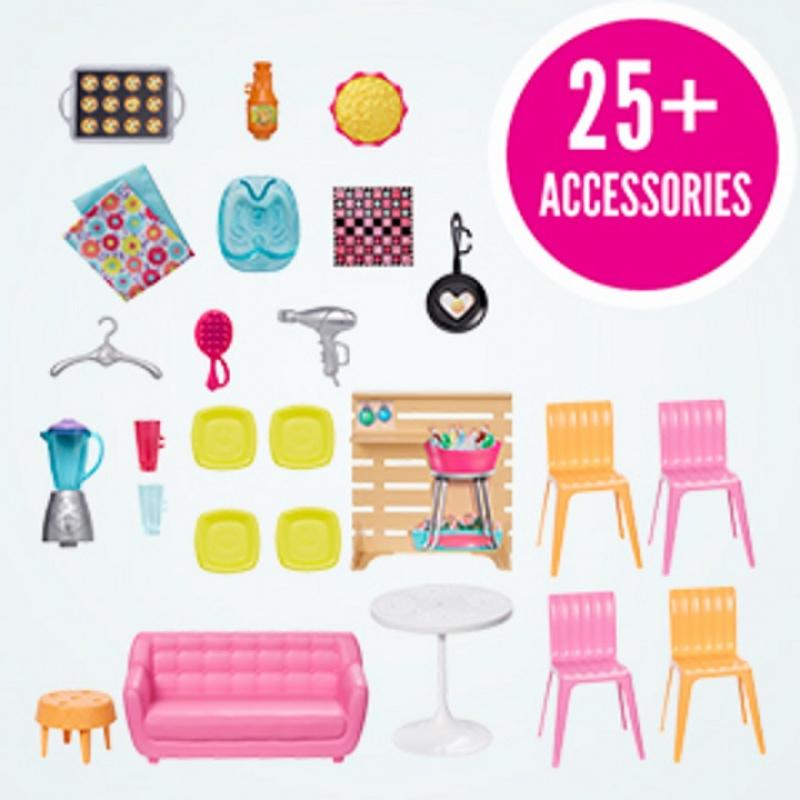 Barbie Doll House Playset For Kids Malibu House With Acessories