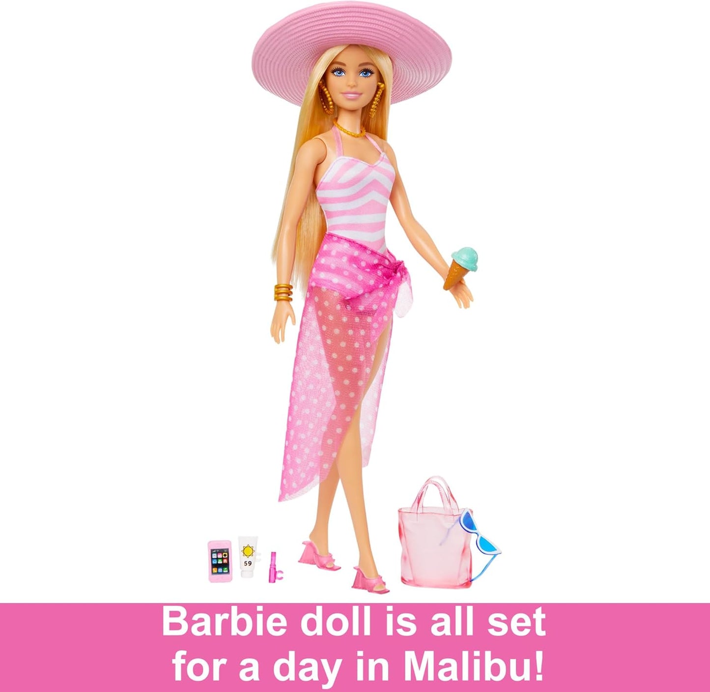 Blonde Barbie Doll with Swimsuit Beach-themed Acessories Barbie Playset For Girls