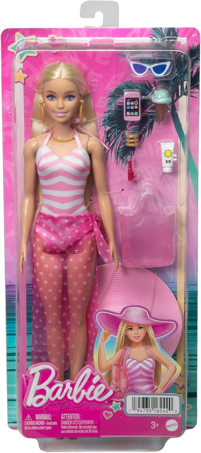 Blonde Barbie Doll with Swimsuit Beach-themed Acessories Barbie Playset For Girls