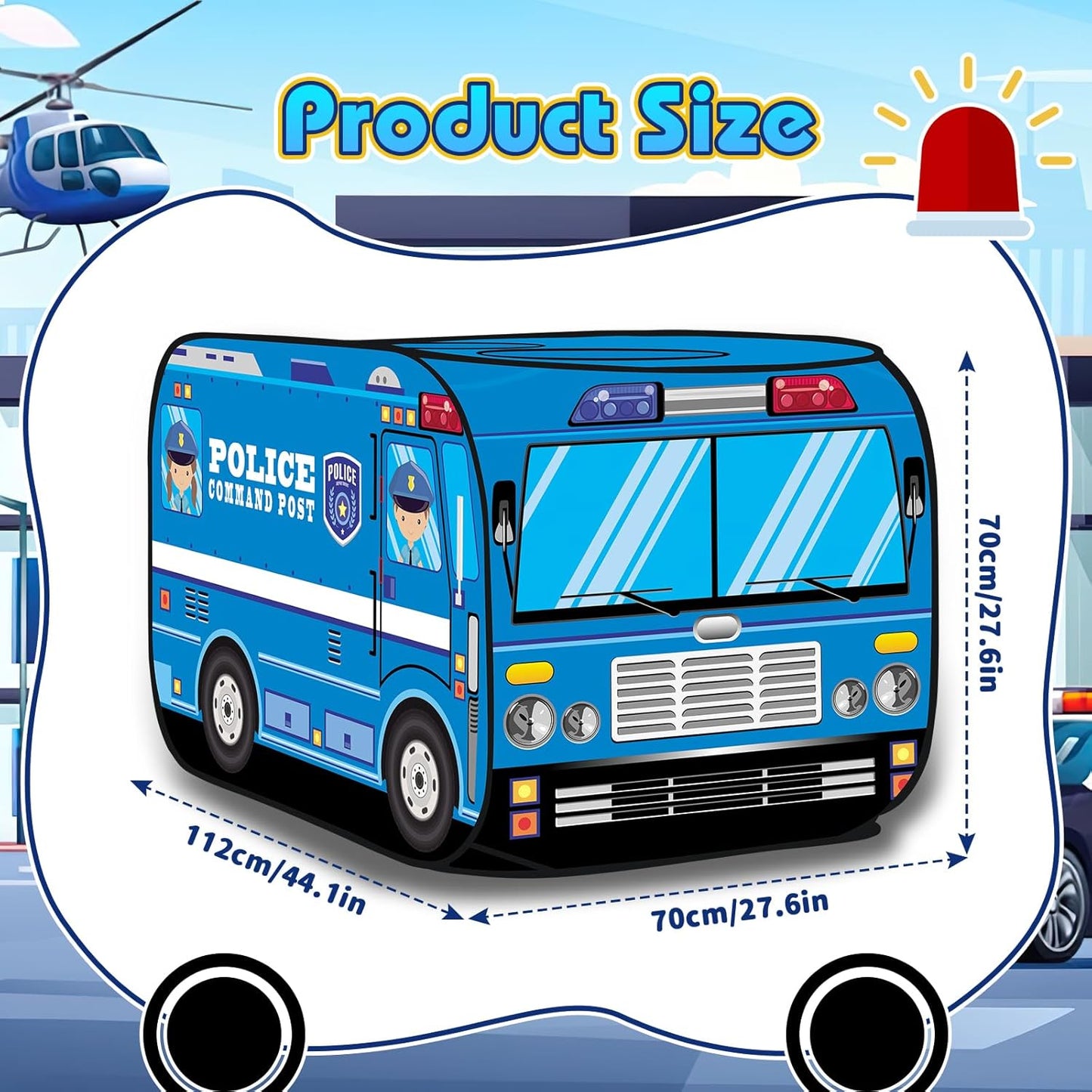 Police Car Tent House Kids Play Tent For Boys and Girls Indoor Outdoor Activity Equipment