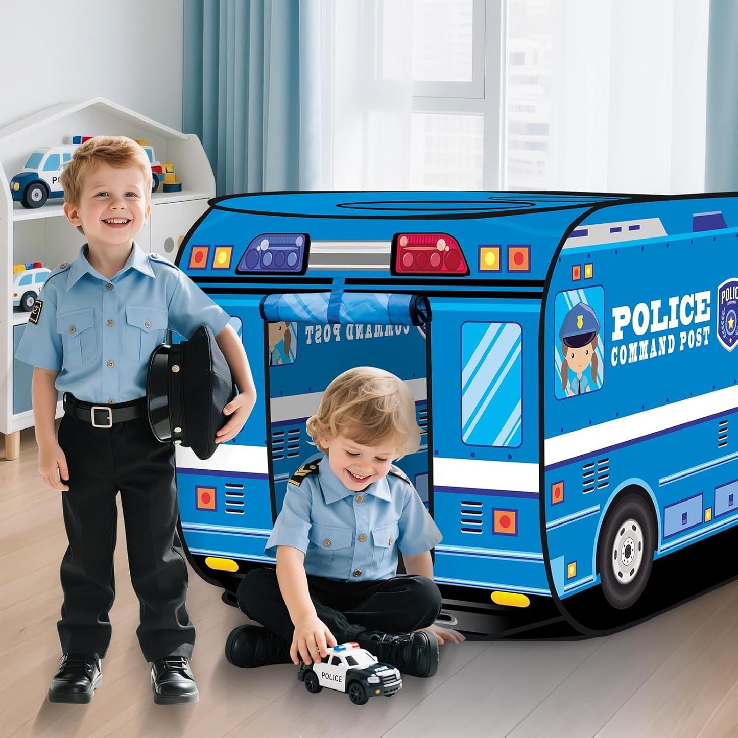 Police Car Tent House Kids Play Tent For Boys and Girls Indoor Outdoor Activity Equipment