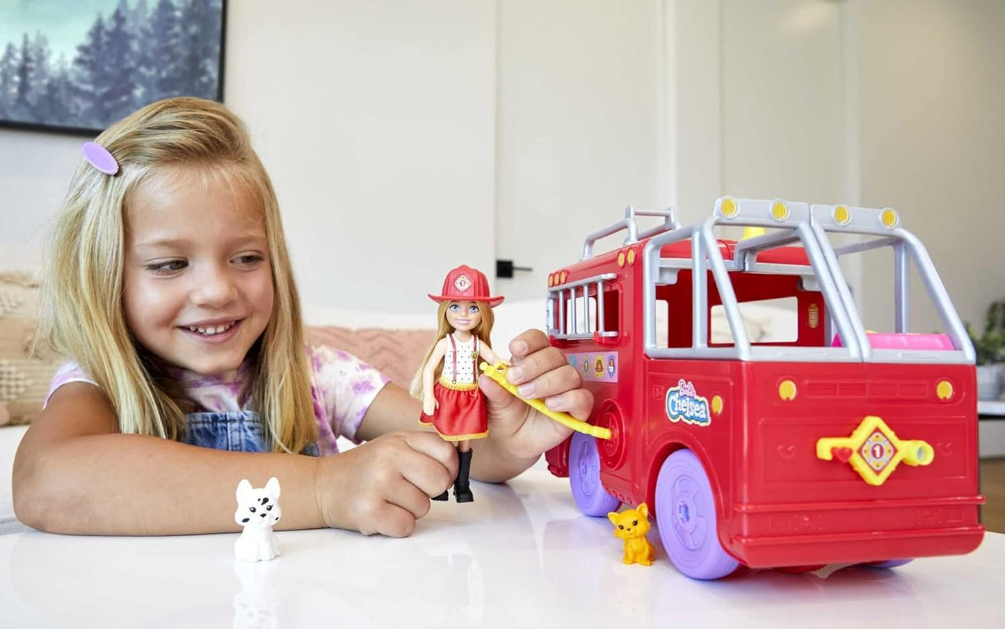 Barbie Fire Truck Vehicle Barbie Play Set Chelsea Doll With Acessories