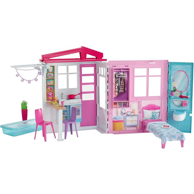 Barbie Pool Dollhouse Portable Single Story Playset For Girls