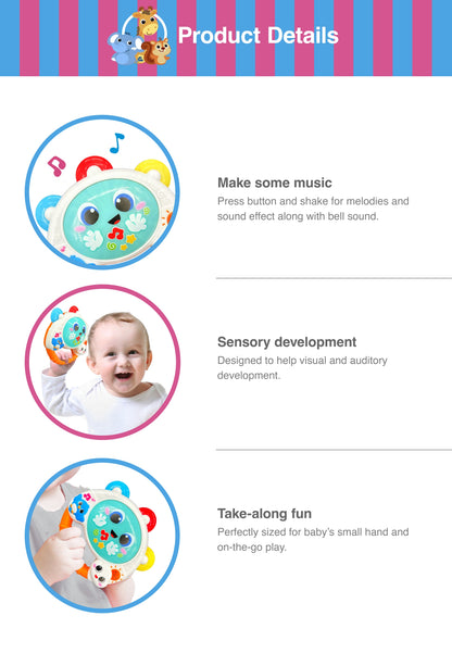 Winfun Baby Shaker Tambourine Music Light Rattle For Todler Baby Tambourine Toy