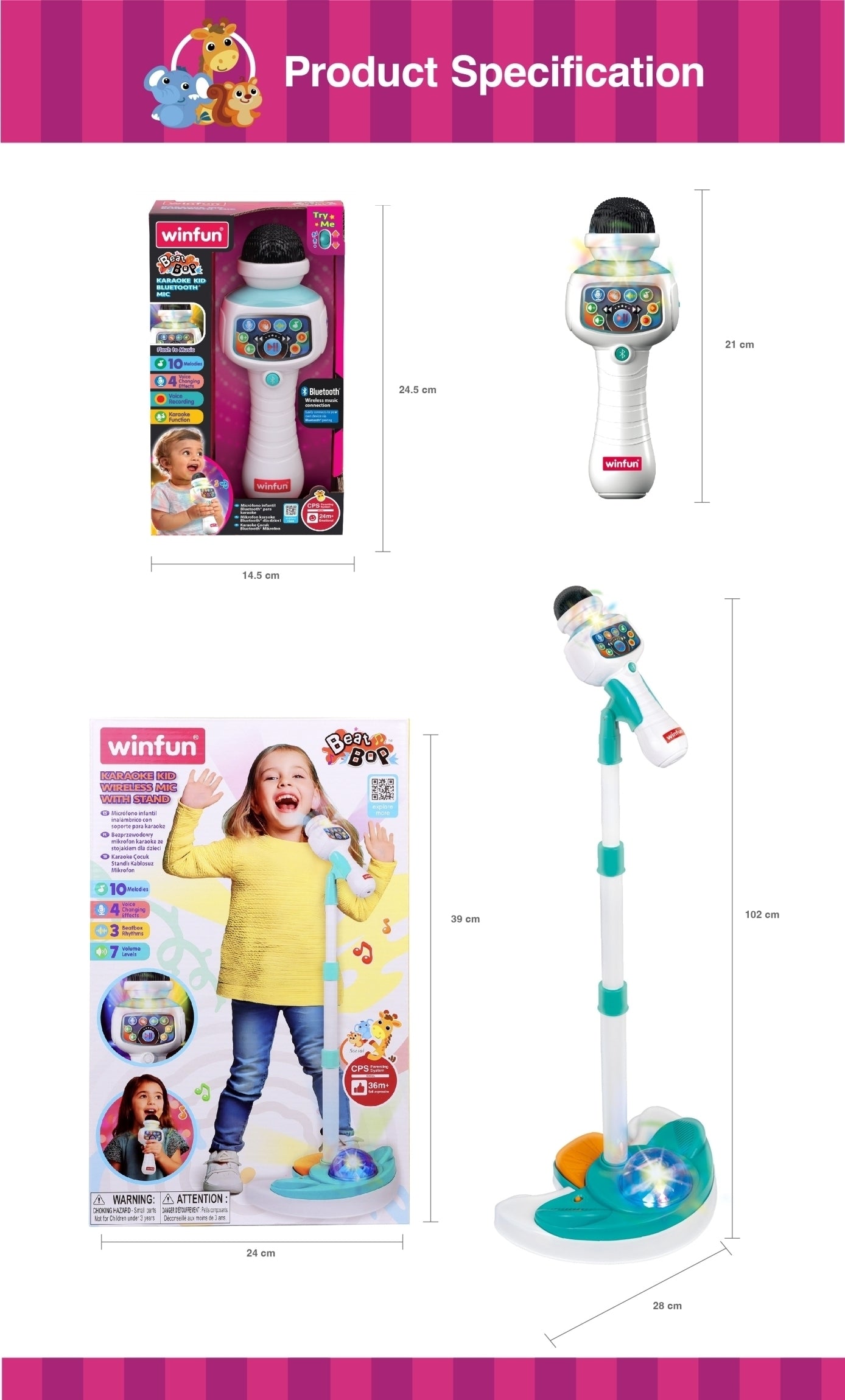 Winfun Bluetooth Mic Toy For Kids Music Light Mic Toy