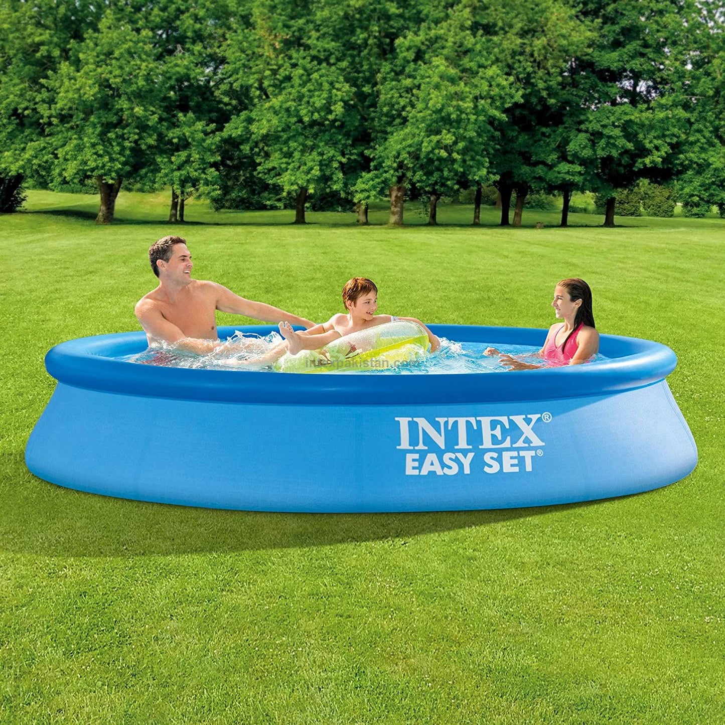 INTEX Easy Set Inflatable Puncture Resistant Pool 10'x24" With Hand Air Pump