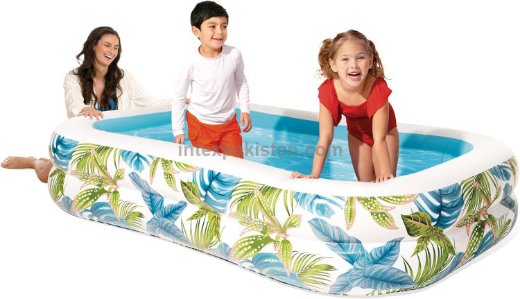 INTEX 90" x 60" x 19" Tropical Swim Center Family Pool With Hand Air Pump