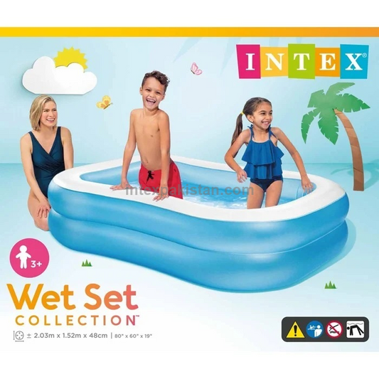 NTEX Swim Center Family Swimming Pool White Blue (80"X60"X19")