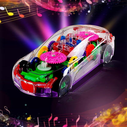 Concept Gear Car Toy with 3D Lights and Musical Sounds Effects Transparent Car Toy
