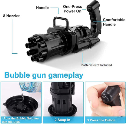 8 Hole Electric Bubble Gun for Kids with Soap Solution Indoor and Outdoor Toys(Colour May Vary)