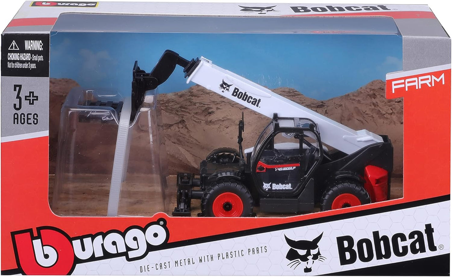 Bburago Bobcat Telescopic Loader with Pallet Lifter Elevatore Tractor For Kids