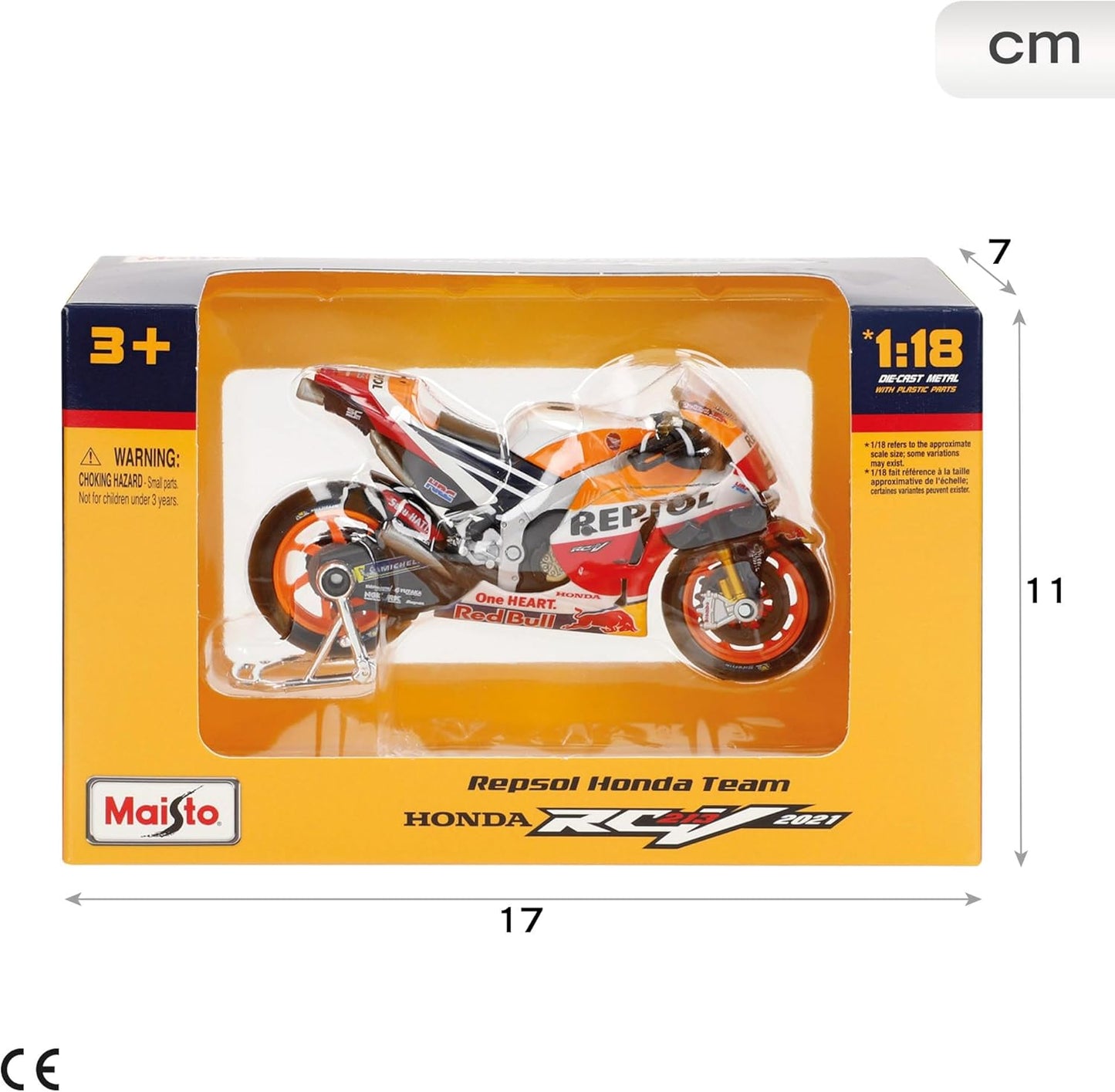 Maisto 1:18 REPSOL Honda RC2 Diecast MotorBike For Kids