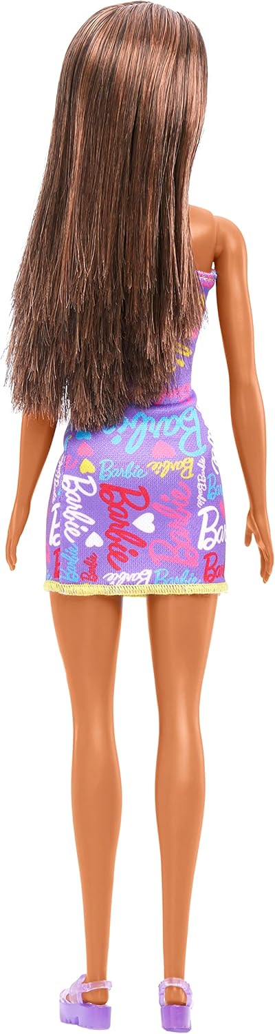 Barbie Purple Barbie Logo Print Dress Doll Lalka w sukience Doll
