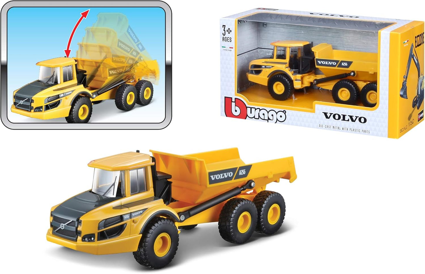 Bburago Volvo Dumper Toy in 1:50 Scale Construction Dumber Toy For Kids