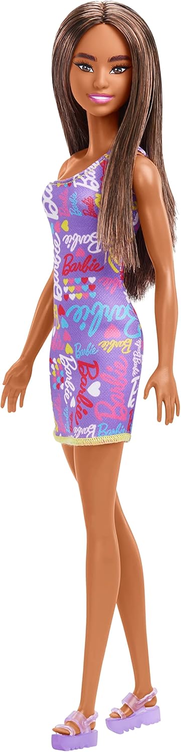 Barbie Purple Barbie Logo Print Dress Doll Lalka w sukience Doll