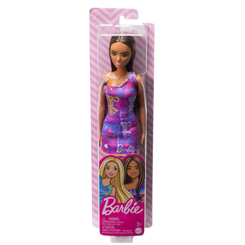 Barbie Purple Barbie Logo Print Dress Doll Lalka w sukience Doll