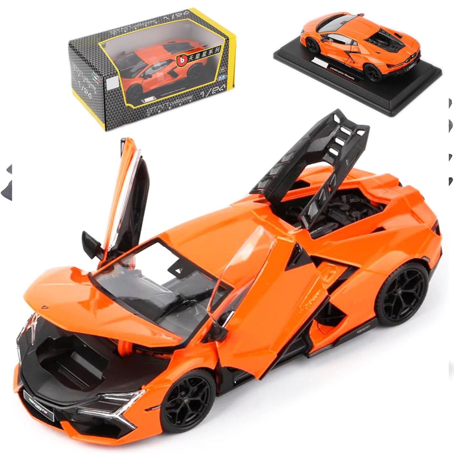 Bburago 1/24 Lamborghini Revuelto (Orange) Diecast Model Car Die Cast Cars