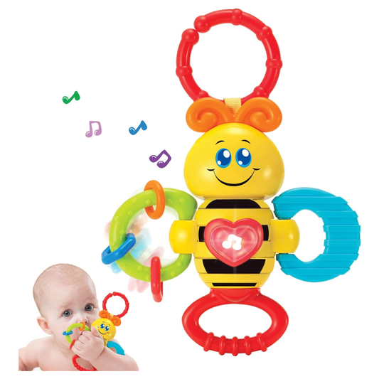 Winfun Light-up Twisty Rattles Musical Bee Teething Ring for Toddlers Music Teether For Todler