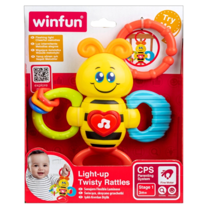 Winfun Light-up Twisty Rattles Musical Bee Teething Ring for Toddlers Music Teether For Todler