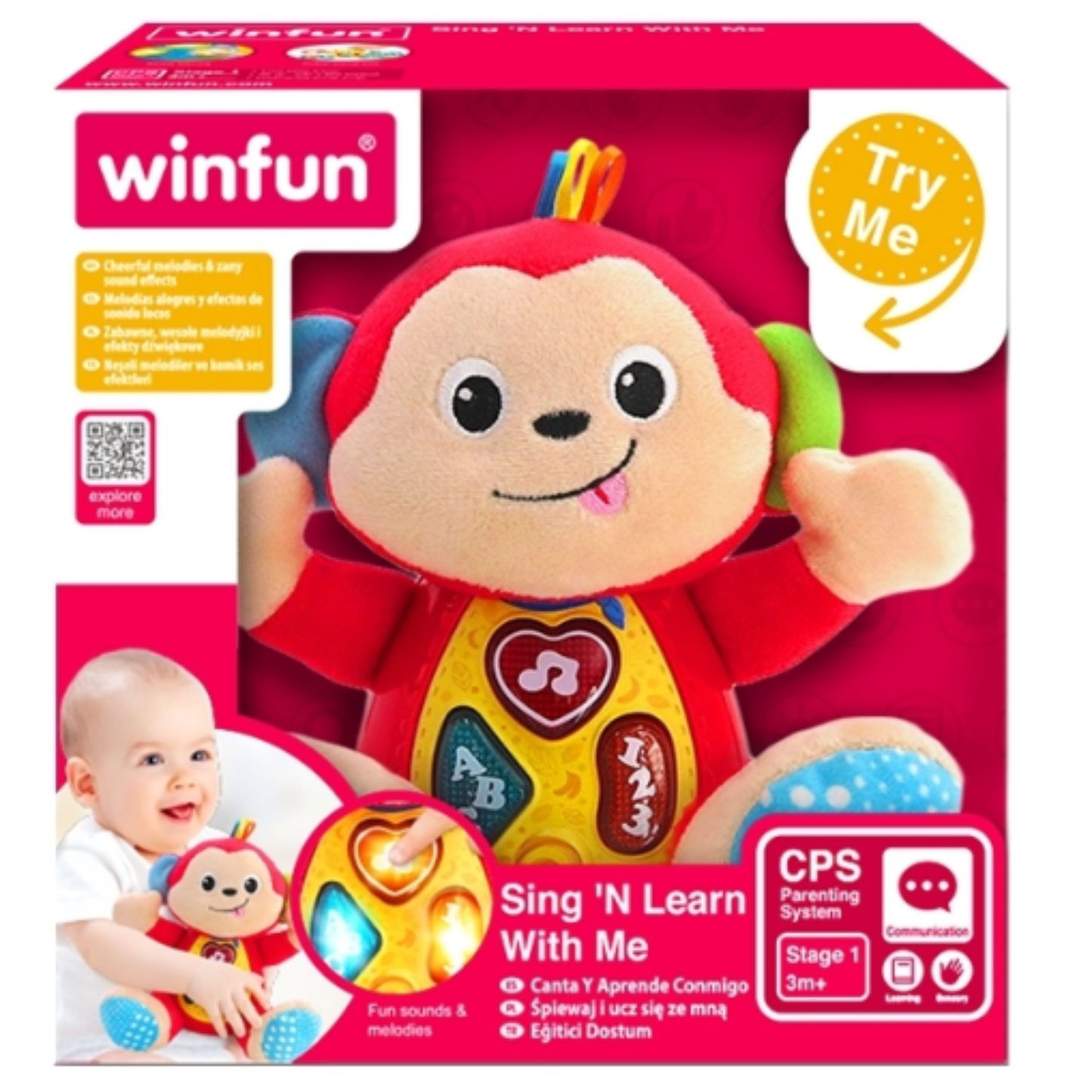 Winfun  Cute Melodic Monkey Pal Learning Toy For Kids Sing 'N Learn With Me Learning Toy Stuff Monkey