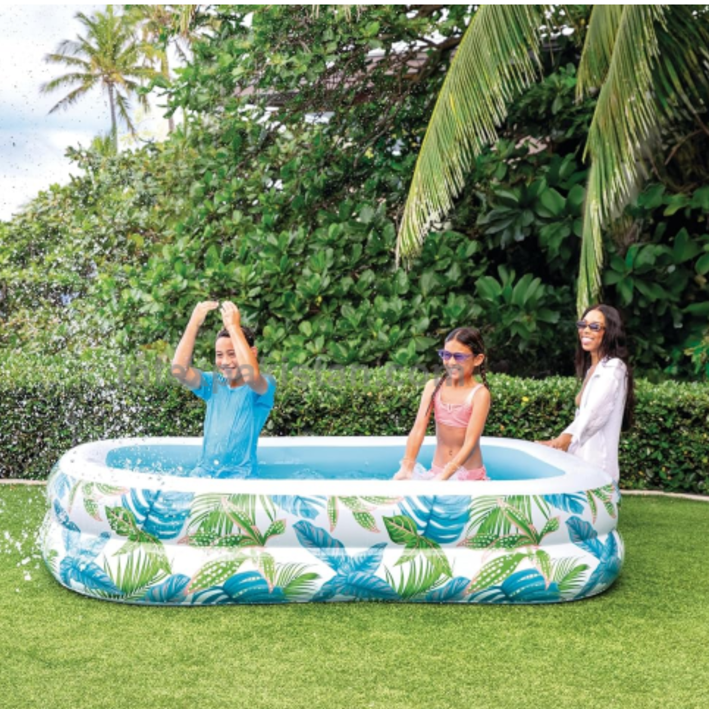 INTEX 90" x 60" x 19" Tropical Swim Center Family Pool With Hand Air Pump