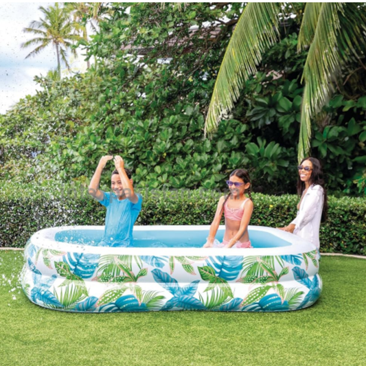 INTEX 90" x 60" x 19" Tropical Swim Center Family Pool With Hand Air Pump